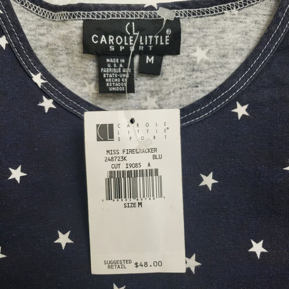 Vintage Carole Little Sport 4th of July Miss Firecracker Stars Blue Shirt Size M - Picture 6 of 8